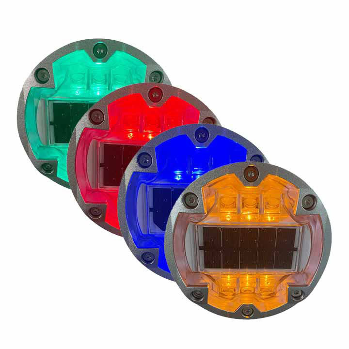 Étoiles solaires LED routières intégrées en aluminium rond Flashing LED marqueurs routiers à œil de chat